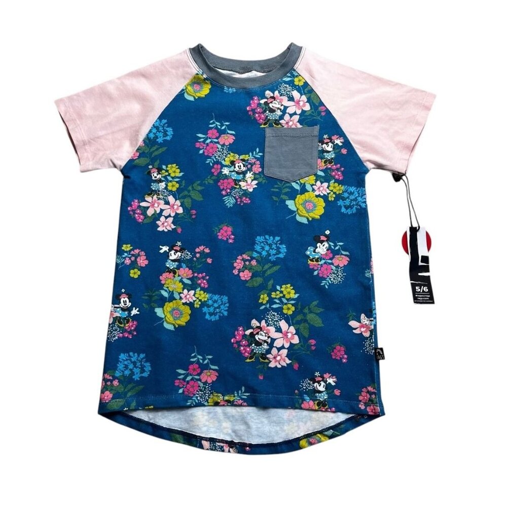 Rags x Disney Collab Short Sleeve Floral Minnie Mouse Tee Size 5-6 years